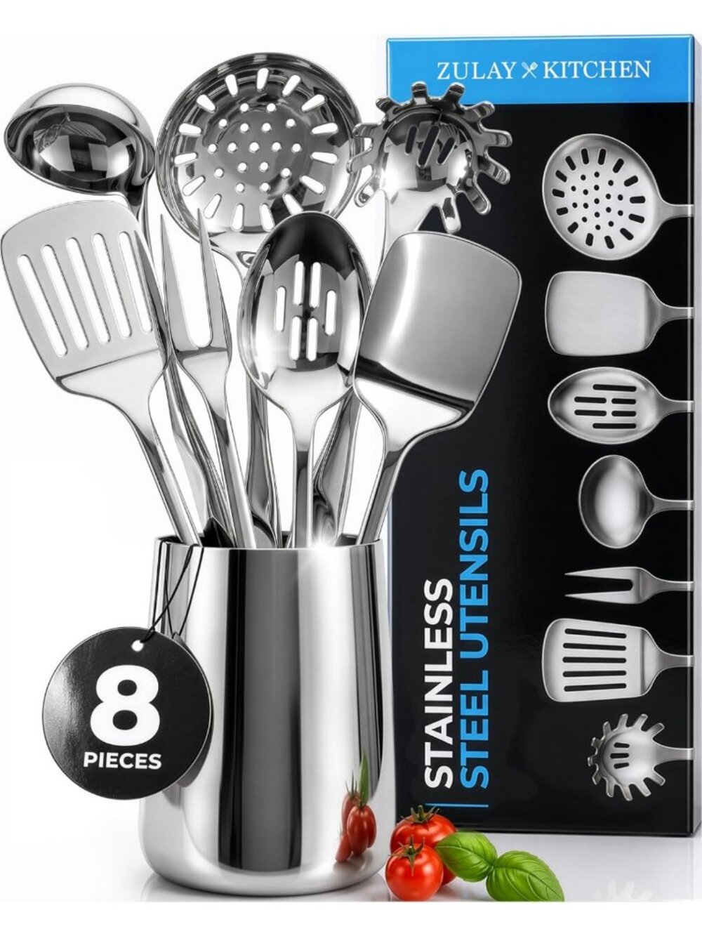 Stainless Steel 8-Piece Cooking Utensil Set - Durable, Stylish Kitchen Tools